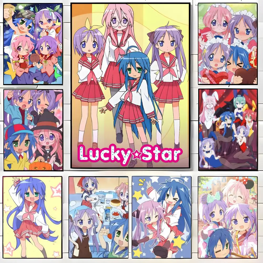 ANIME L-Lucky Star Poster, Wandkunstdruck, geeignet für Wohnzimmer, Schlafzimmer, Bar, Salon, Heimdekoration, Geschenk