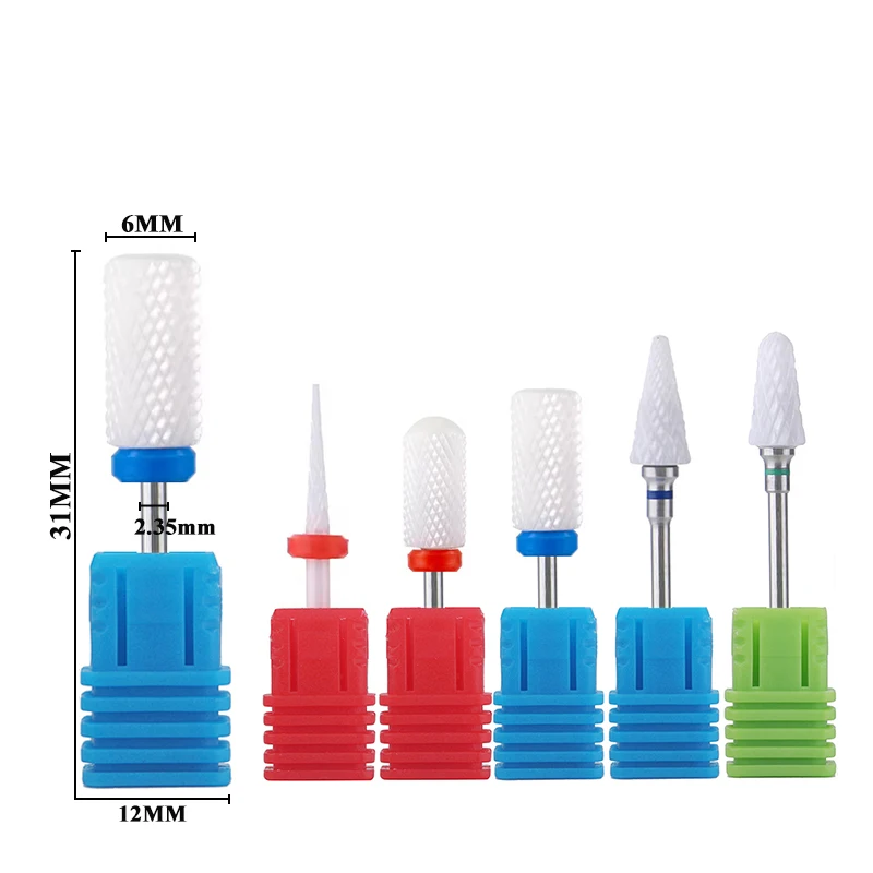 5 Teile/satz Keramik Nagel Bohrer Bits Elektrische Nagel Bohrer Maschine Zubehör Fräser Grat Bits Für Maniküre Pediküre Werkzeuge