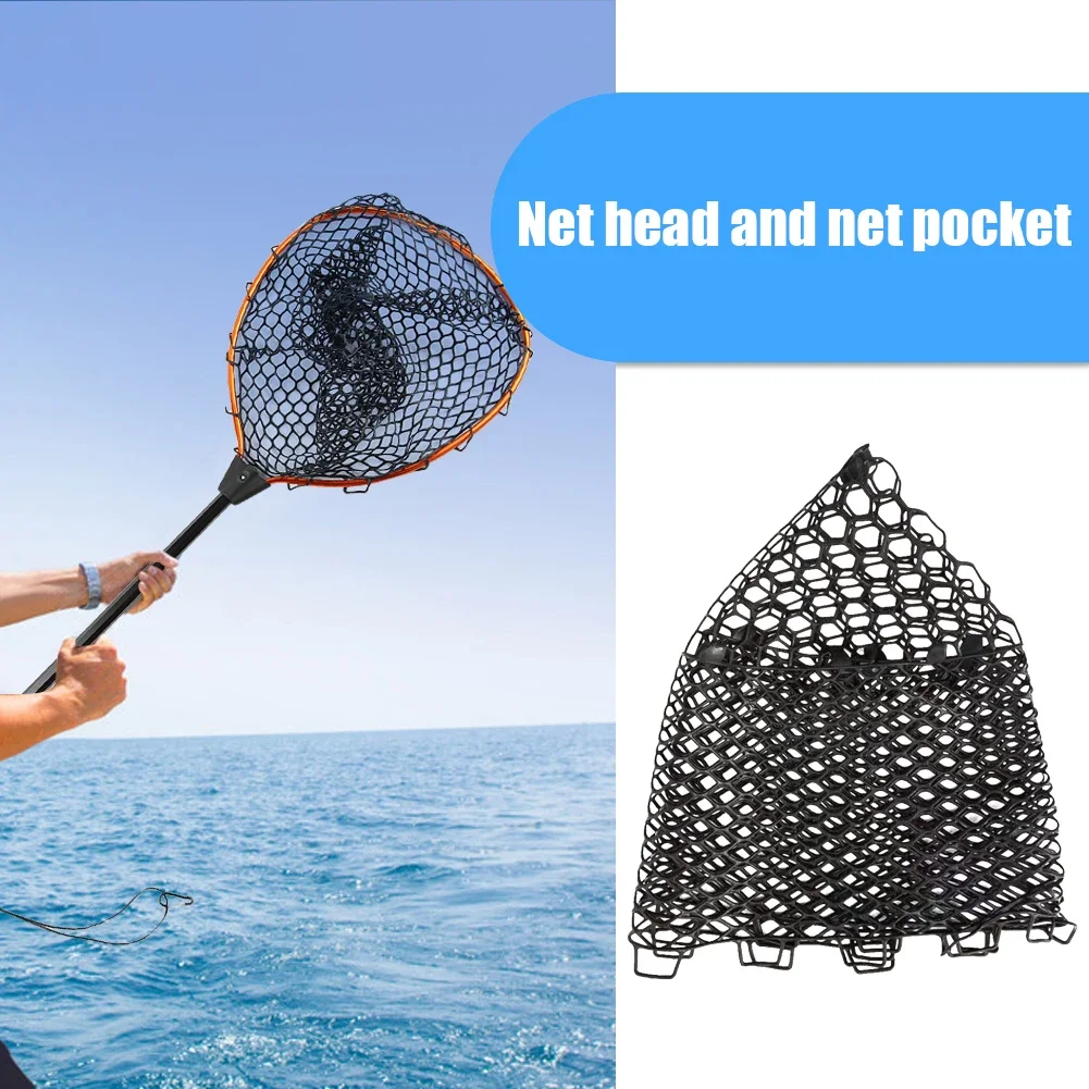 32cm 40cm 55cm Rubber Fishing Nets Mesh Fish Catch Release Network Trap Landing Dip Net Collapsible Fishing Accessories