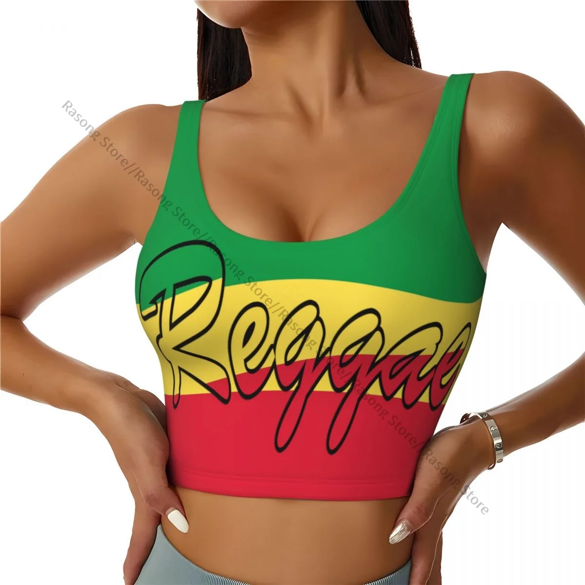 Kamizelka do jogi damska siłownia sportowe krótkie bluzki Reggae flaga Streetwear trening oddychający podkoszulek damski