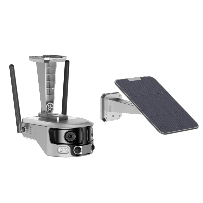 180 graden menselijke detectie 4K IP Cam Outdoor Dual Lens Wifi Zonne-energie 18000 mah Batterij Schijnwerper Nachtzicht Fisheye Camera