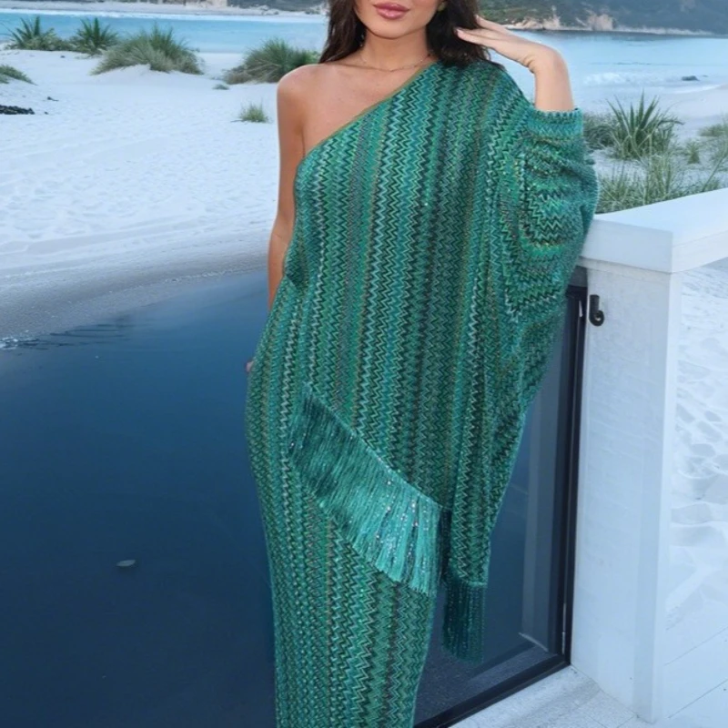 

Printed Fringe Dress 2025 Summer Women's New Elegant Style Long Skirt