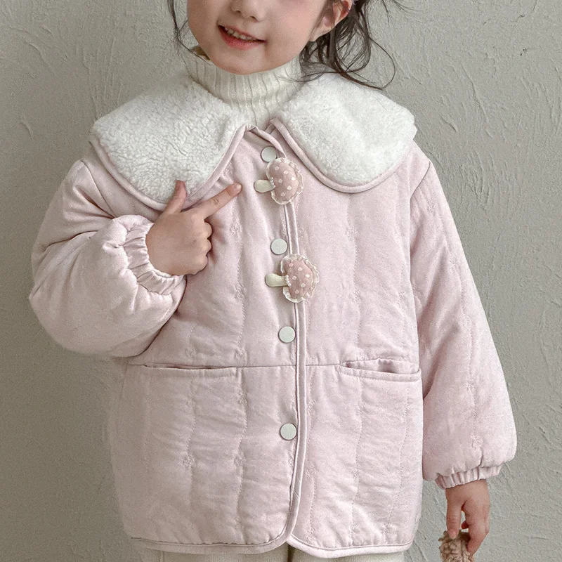 

Coat Tops Children's Winter Clothing Cotton Plush Cotton Child Kawaii New Style Casual Jumpsuit for Kids Jumper Coats Girl Girls