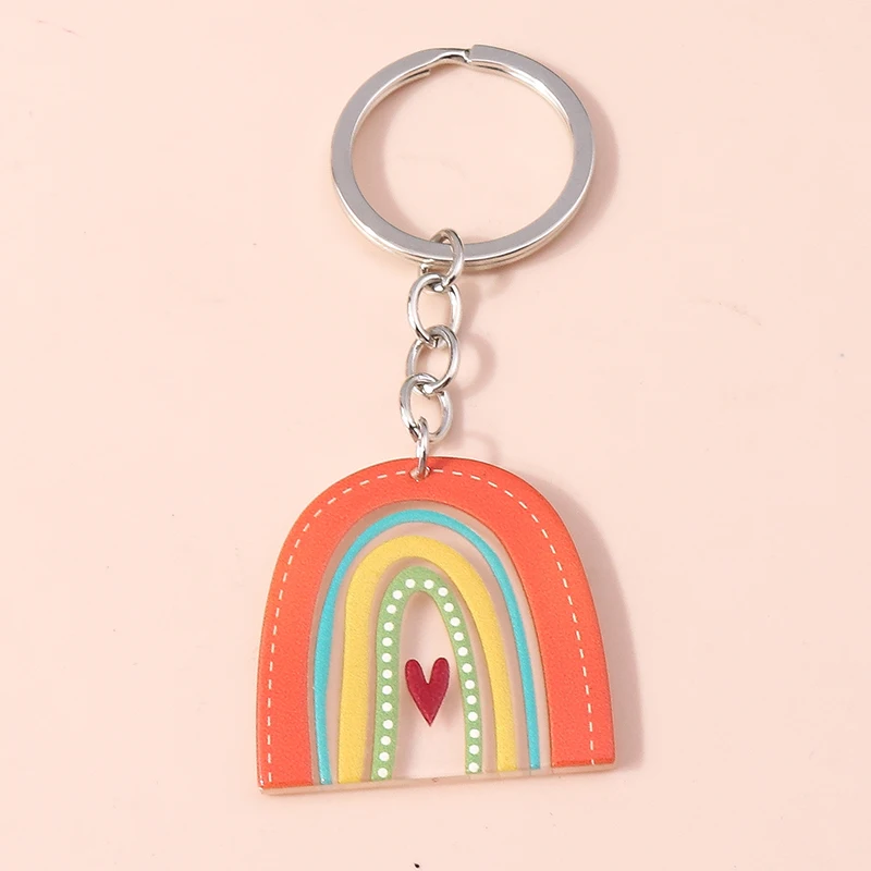 Niedliche Regenbogen Schlüssel anhänger Emaille Pflanze Kaktus Sonne Charms Schlüssel ringe Souvenir Geschenke für Frauen Männer Auto Schlüssel Handtasche Anhänger Schlüssel anhänger – Detail 9