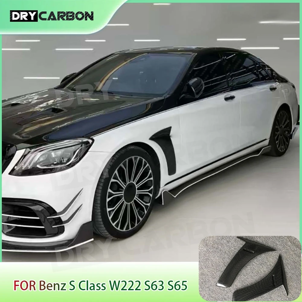

For Benz S Class W222 S63 S65 2018 2019 Carbon Fiber Front Bumper Flaps Side Fender Fins Splitters Molding Trim Styling FRP