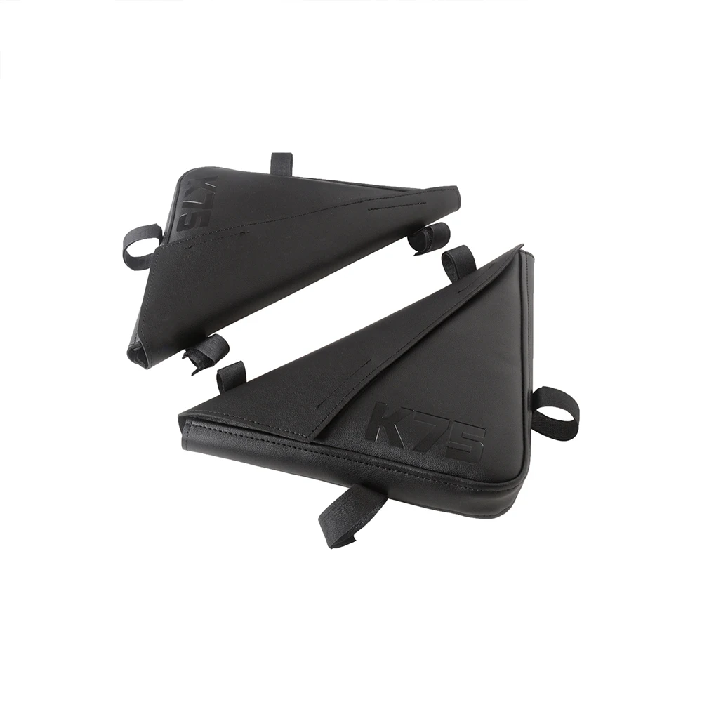 Oldbones For BMW K100 K75 K-series Cafe Racer Motorcycle Black Side Frame Bag Luggage Bags Tool Bags Side bracket pocket 2PCS