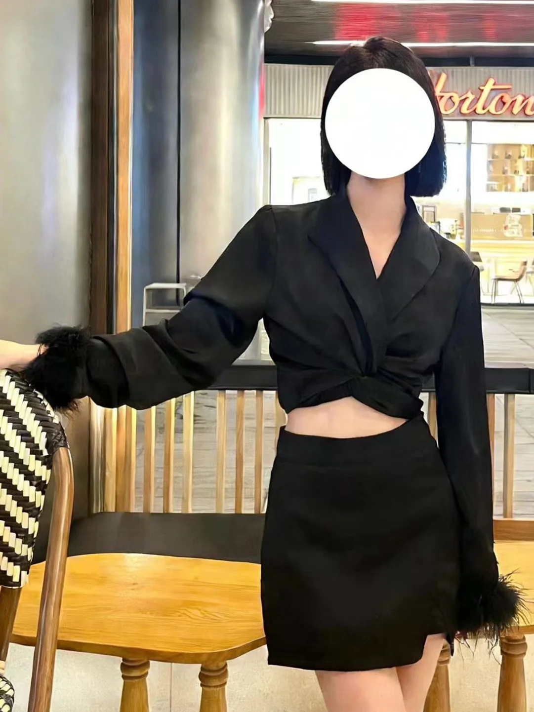 

Fashion Slimming High Waist Black Long Sleeve Shirt And Skirt Set for Women Spring 2026 Elegant Style High Quality Ladies Suit