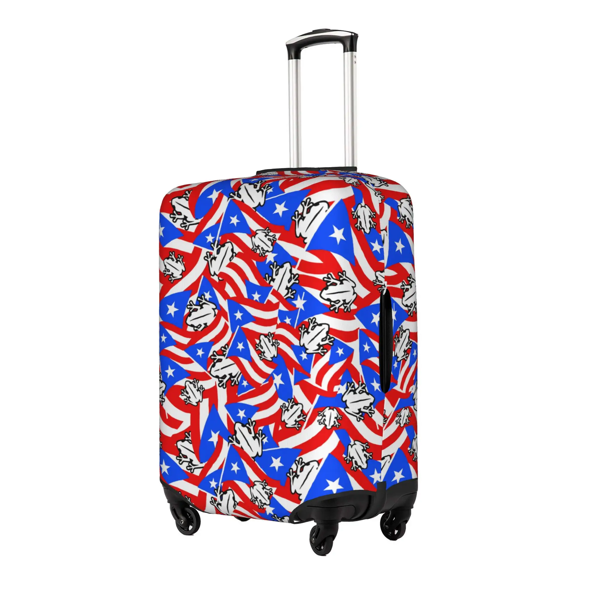 Cute Frog Puerto Rico Pride  Luggage Cover Protector Elastic  Animal Lover  Travel Suitcase Covers