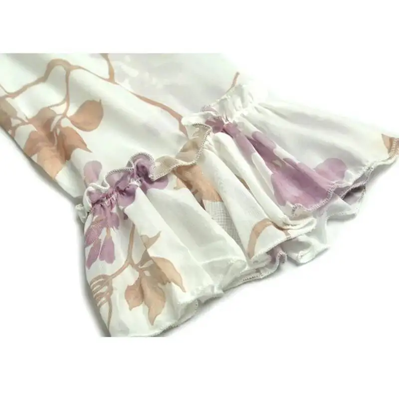 LEOSOXS – robe imprimée pour femmes, col rond, manches longues, taille haute, à volants, gâteau Floral, grande balançoire, printemps 2025