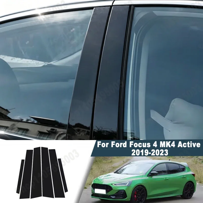 Glossy Black Window Door Deal B C Pillar Post Cover Sticker For Ford Focus 4 MK4 Active 2019-2023 2020 2021 2022