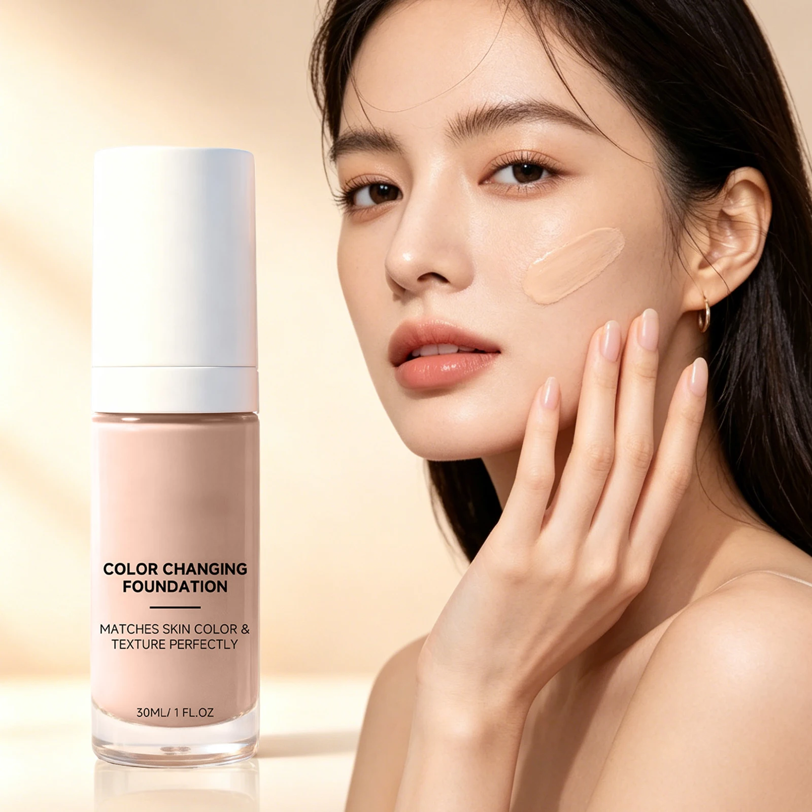 Color Changing Foundation Liquid Lasting Waterproof Smooth Fine Lines Even Skin Tone Brightening Lightweight Makeup Base Cream