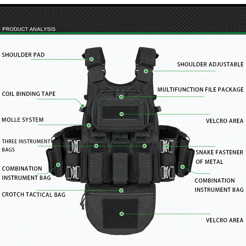 YAKEDA Multifunctional Full Protection Tactical Vest MOLLE Metal Snake Buckle Quick Release Outdoor Camouflage Tactical Vests