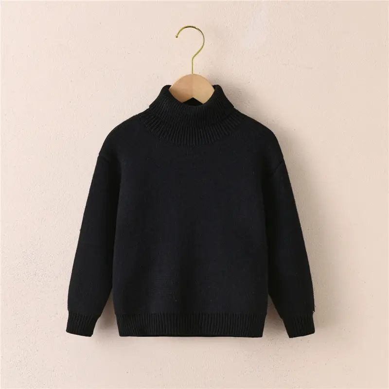 Autumn Winter New Sweater Boys Fleece Knit Pullover Kids Warm Casual Turtleneck Baby Knit Tops Children\'s Cold Bottom Shirt