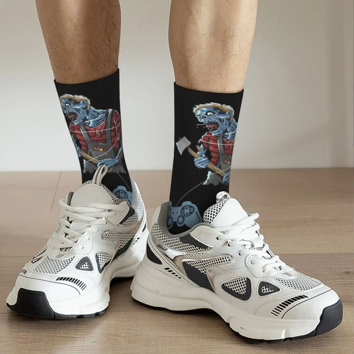 Vintage Zombie Gamer Controllers Crazy Men's compression Socks Unisex Zombie Video Gamer Street Style Pattern Printed Crew Sock