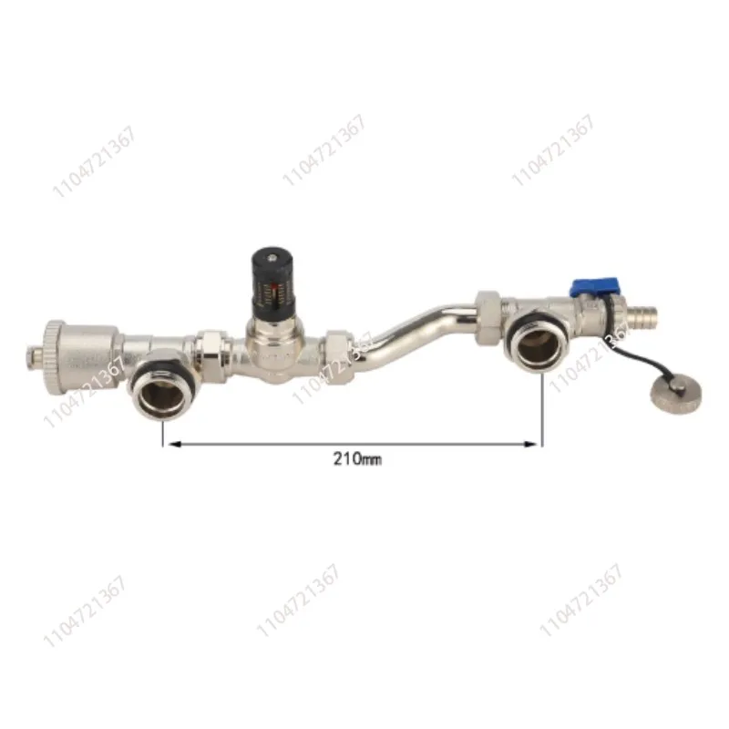 

Brass adjustable differential pressure bypass valve assembly automatic exhaust valve drain valve floor heating sub-collector end