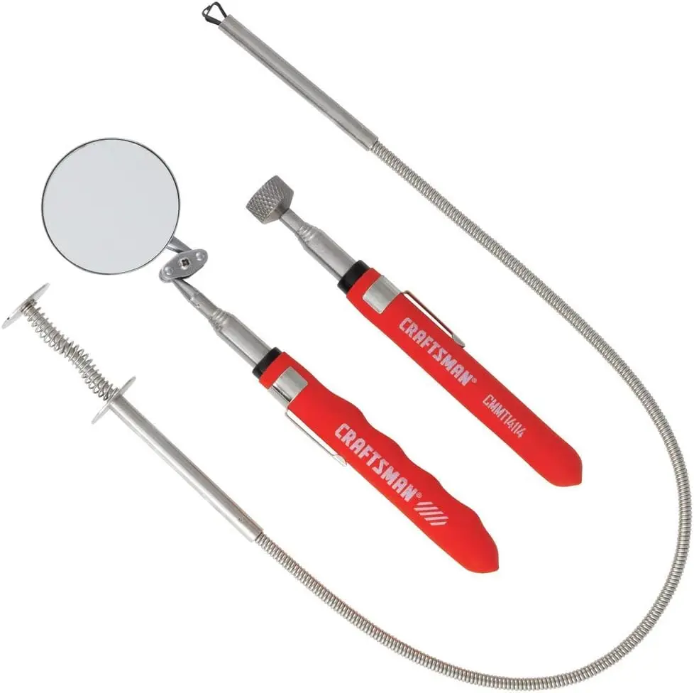 

3-Piece Magnetic Pickup Tool Kit for Automotive Mechanics - Flexible Claw & Mirror Included
