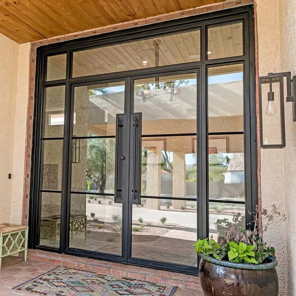 Classic Casement Doors for House Simple French Double Door Elegant Double-layer Tempered LOW-E Glass Heat-insulated Hinged Door