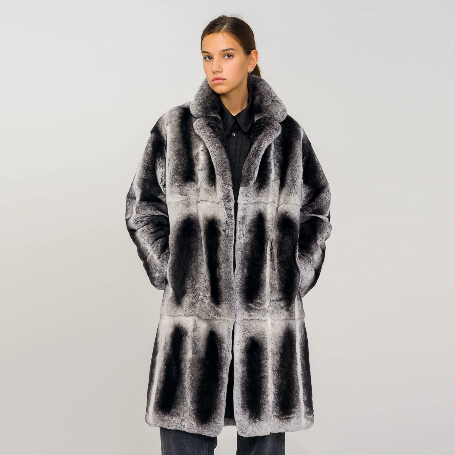 Women Winter Real Rex Rabbit Fur Long Jacket Coat Luxury Genuine Fur Warm Overcoat Female Natural Fur Thick Coats