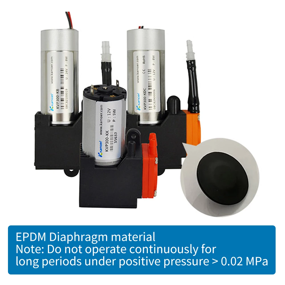 

Kamoer 6L/min KVP300 Mini Diaphragm Vacuum Pump 12V 24V DC Motor Negative Pressure 0.05Mpa Suction Pump for Gas Analysis