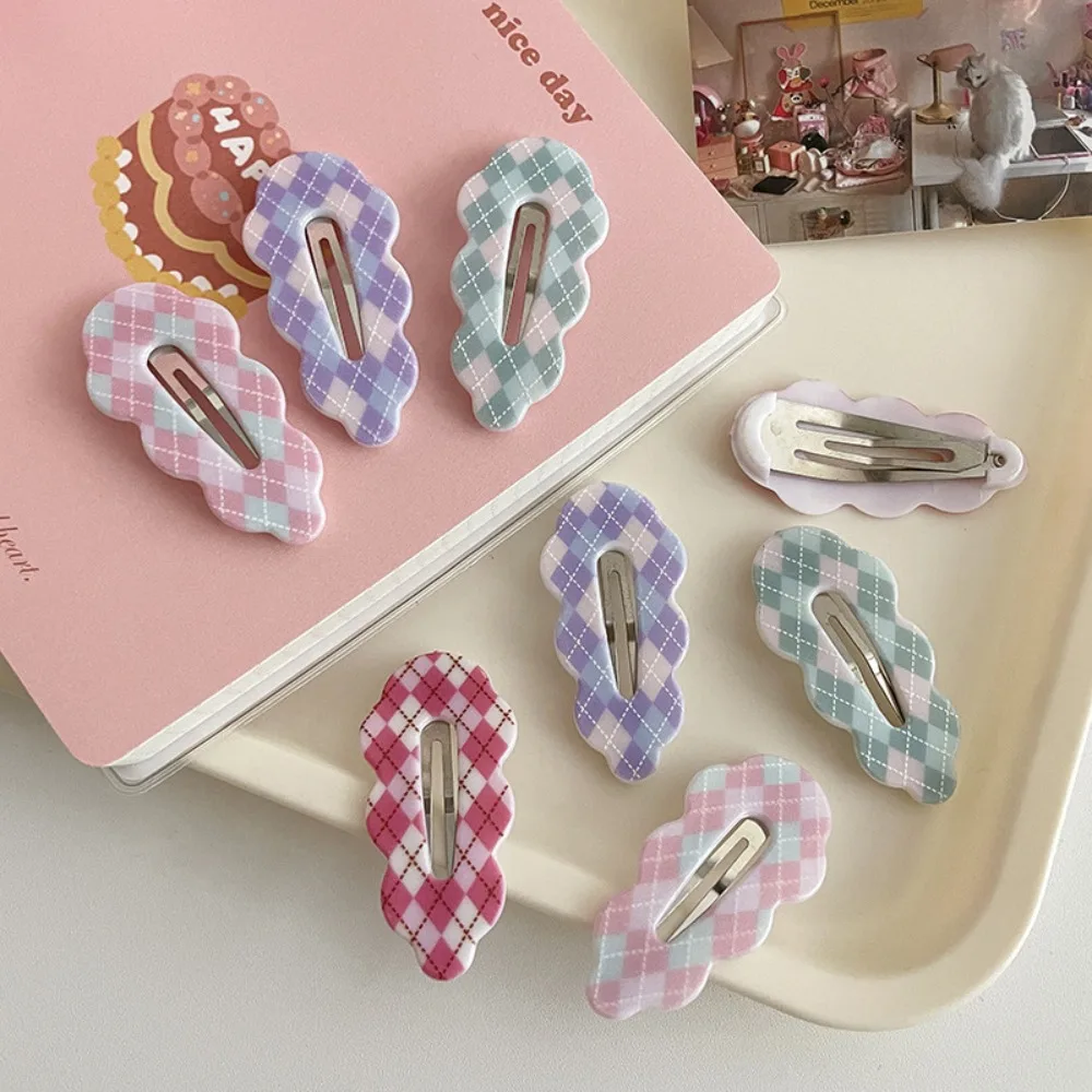 Sweet Alloy Plaid Hair Clip Acrylic Candy Color Cloud Hair Clip Wave Irregular Korean Style Hairpin School