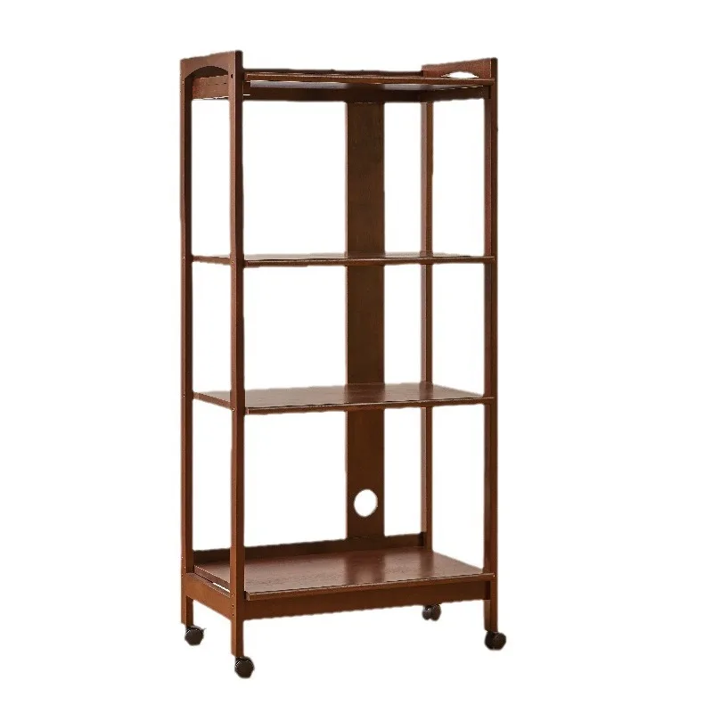 Movable multi-functional shelf, floor-to-ceiling bookshelf, restaurant kitchen, microwave oven storage rack, simple