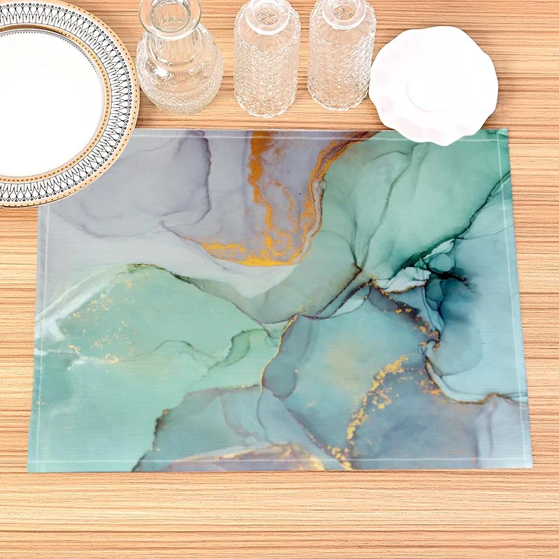 Alcohol Ink Pattern Placemat Cotton Linen Fabric Table Mats Family Dinner Tableware Kitchen Size 30X40cmTable Mat