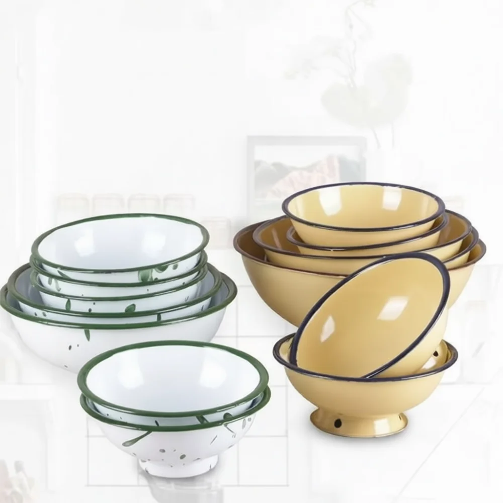 Kitchen Appliances Vintage - Classical Enamel Bowl High Base Retro
