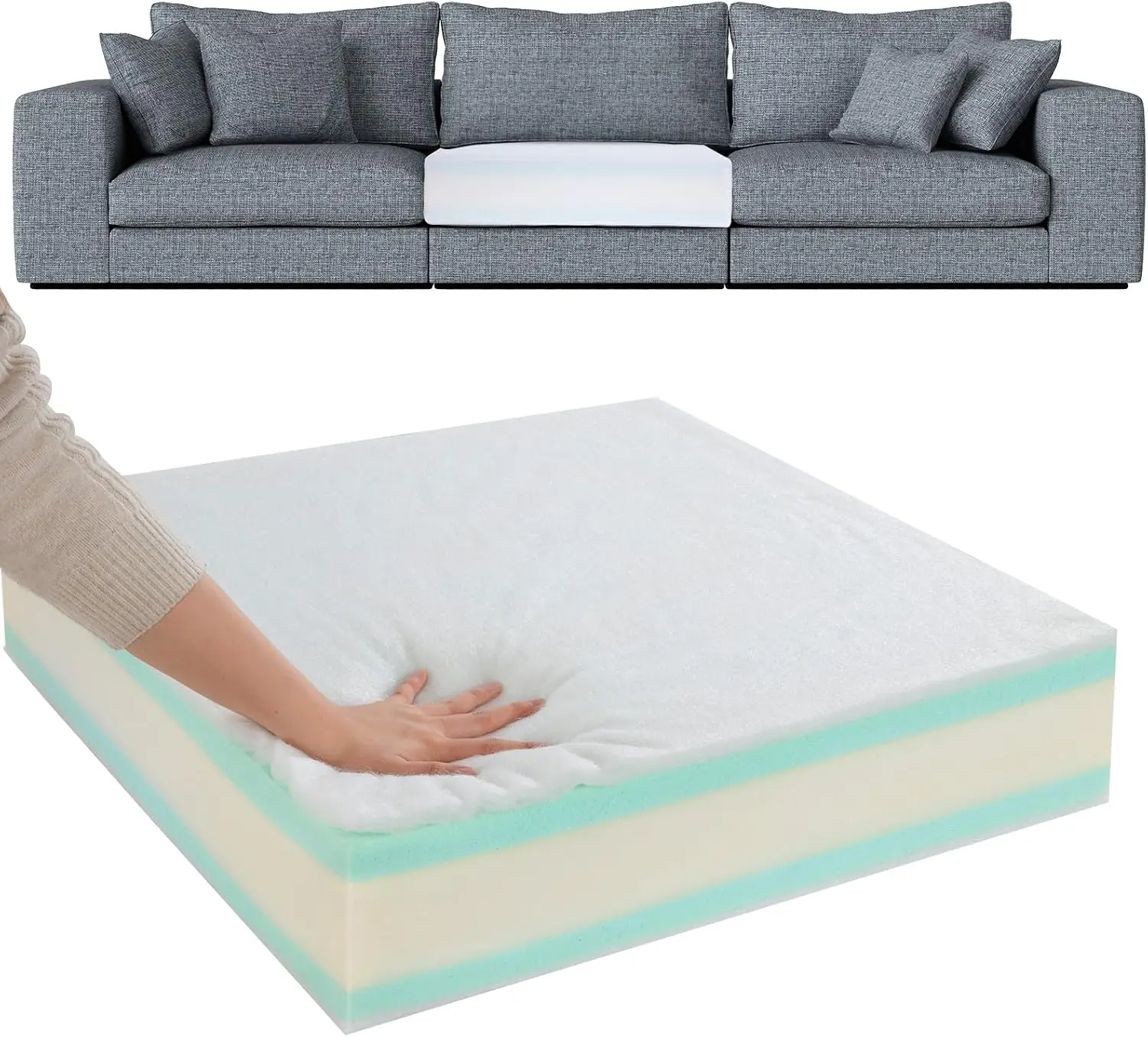 

Memory Foam Couch Cushion Replacement, High Density Upholstery Foam with Removable Cover, 6"x24"x27", Sofa Cushions Inserts