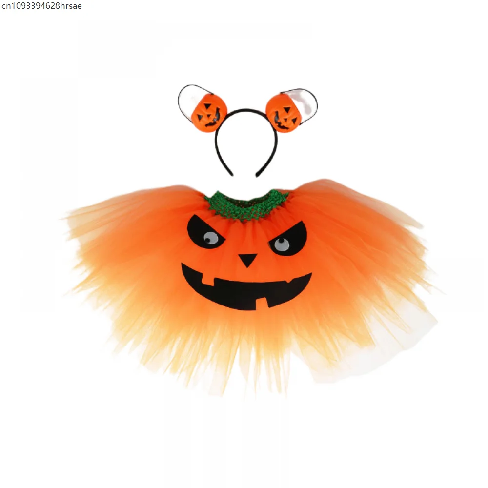 

Pumpkin Tutu Skirt Costume Set Princess Dresses For Girls Pumpkin Headband Halloween Animal Fancy Outfit Toddler Girls Chrismas
