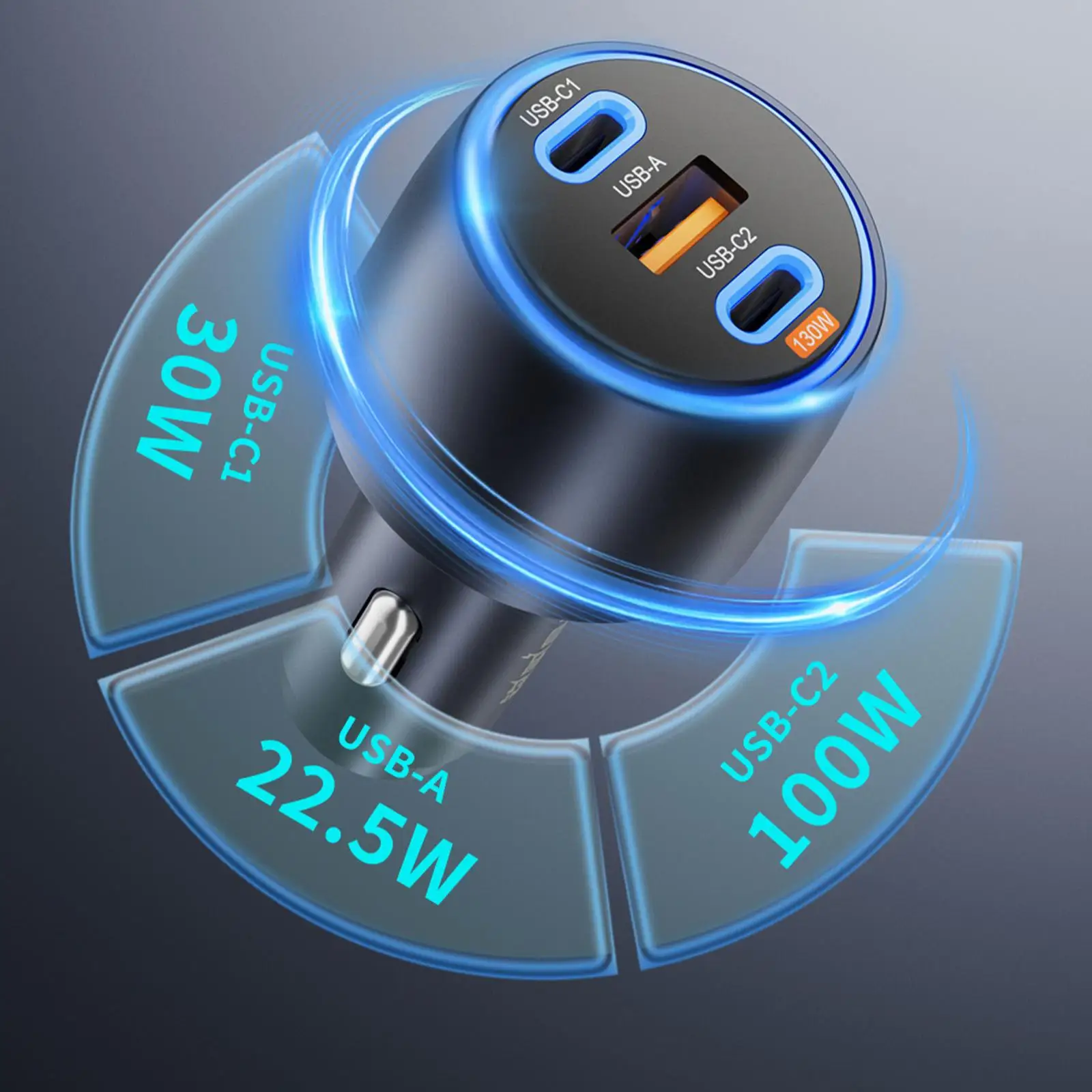 

Car Charger For Cell Phone 130W Smart Portable Car Phone Charger For Smartphones Tablets Laptops Vehicles Trucks RVs