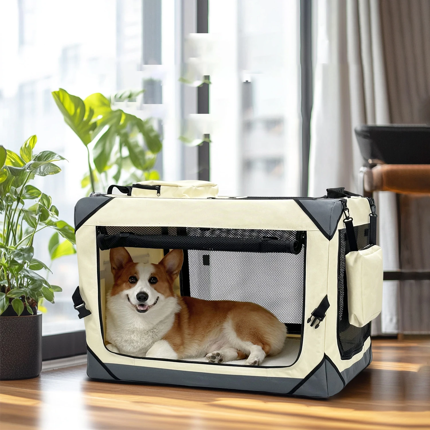 

Custom Logo Available Foldable Design Scratch Resistant Fabric Pet Carrier Bag for Small Dogs Cats Daily Commute