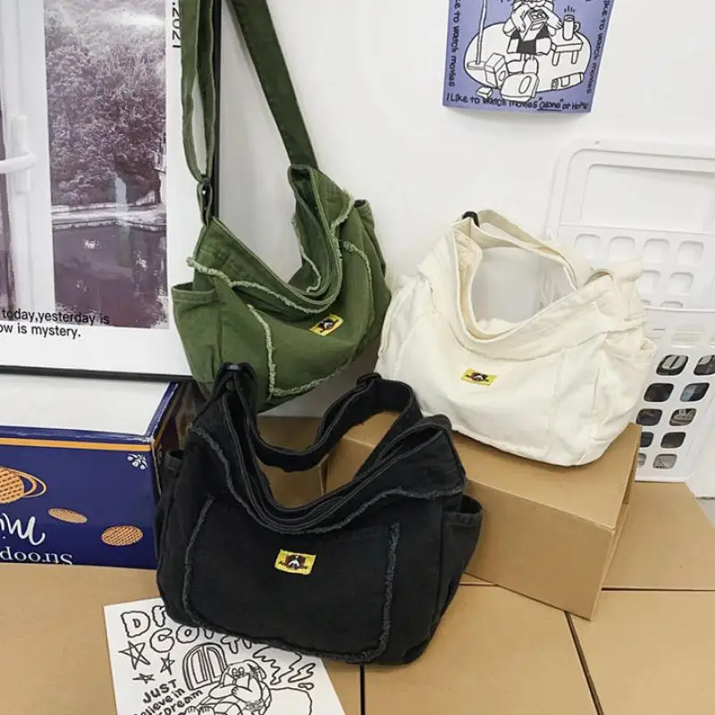 Borsa a tracolla di grande capacità in tela per le donne borsa a secchiello Casual moda in Nylon borsa da donna libro di scuola borse Shopper femminili