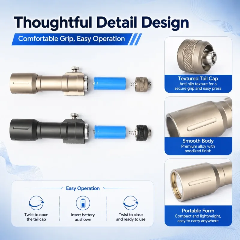 Durable Alloy Hand Torch Long & Short Size High Bright Strobe Flashlight Portable Daily‑use Flashlight
