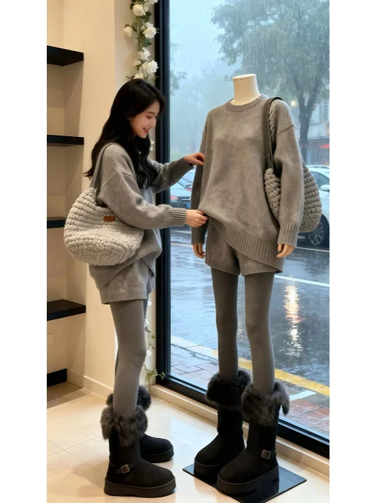 

Ele Korean Sle Women's Faion Set Loose Luxury Feel Autumn Collection Two-Piece Suit Casual Chic Age-Defng Outfit