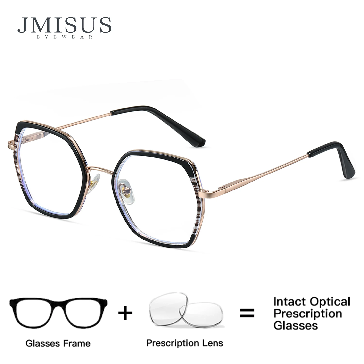 

JMISUS модные шестиугольные очки по рецепту женские ацетатные металлические оправы синий свет блокирующие фотохромные оптические очки