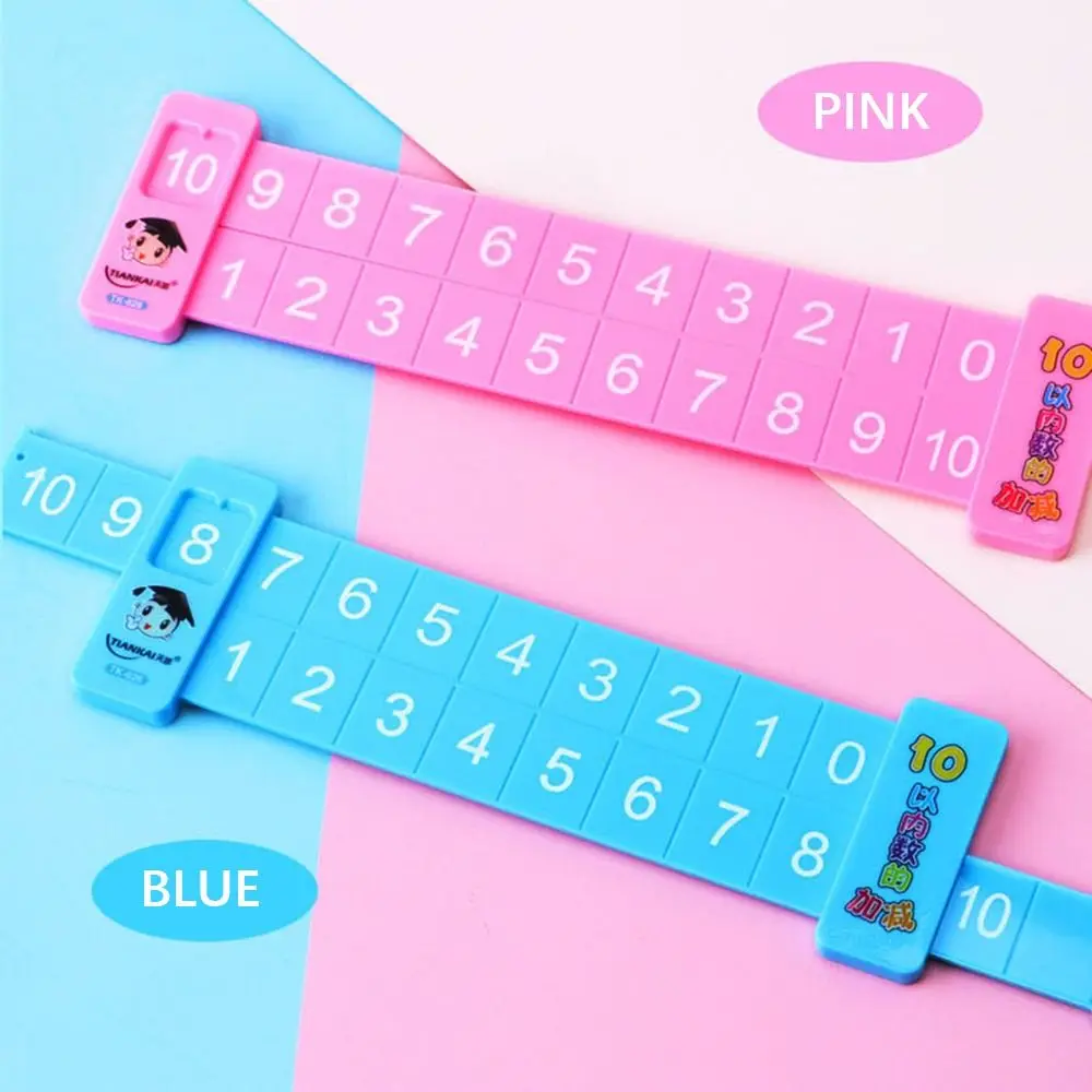 Righello di decomposizione matematica in plastica entro 20 Righello di sottrazione rosa/blu Righello di addizione per dimostrazione didattica portatile