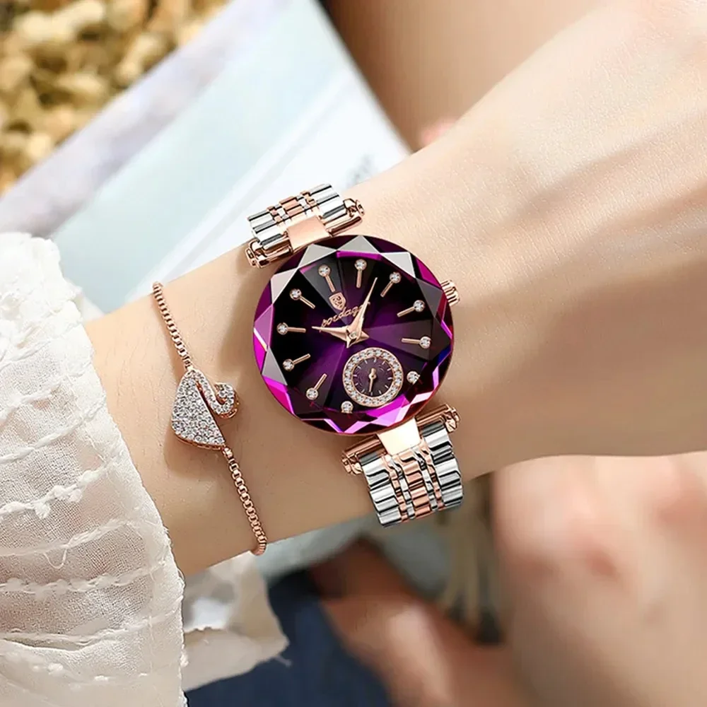 POEDAGAR Luxury Watch For Woman High Quality Diamond Ladies Quartz Watch Waterproof Date Stainless Steel Women Watches reloj+box