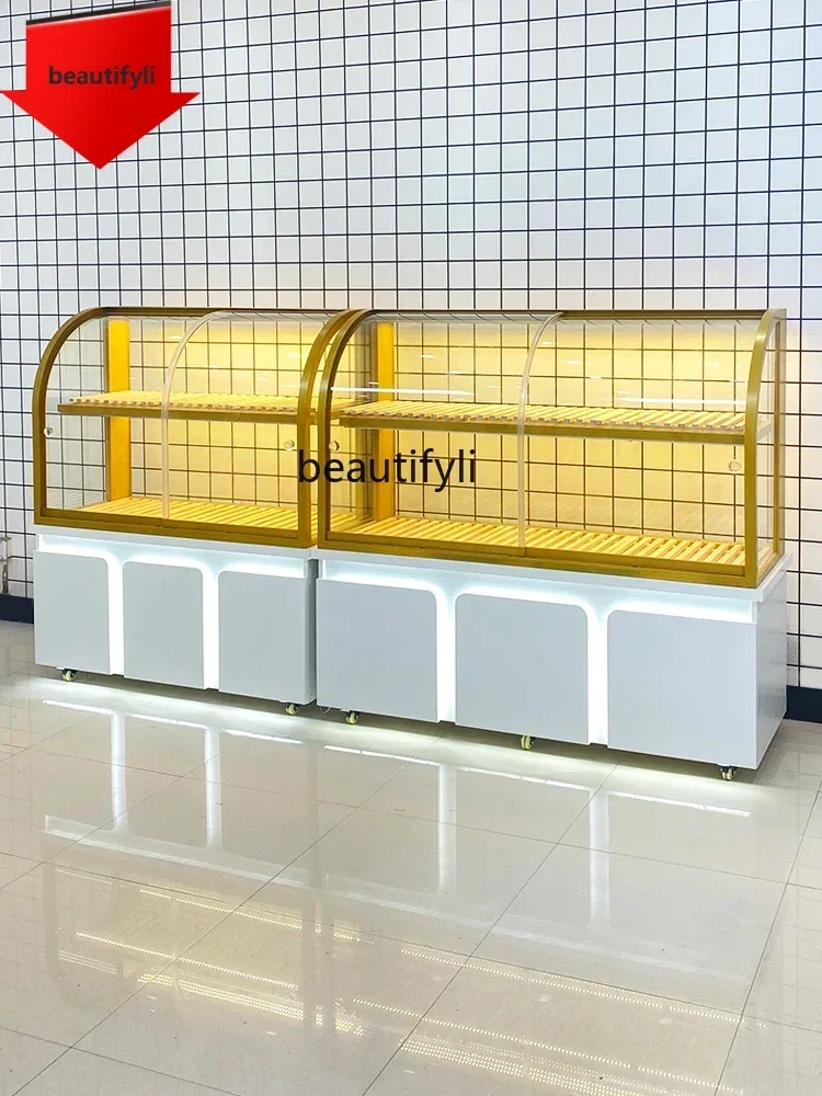 Q181 Curved Bread Display Cabinets Wall Cabinet Baking Cake Shop Baking Cabinet Glass Display Dry Spot