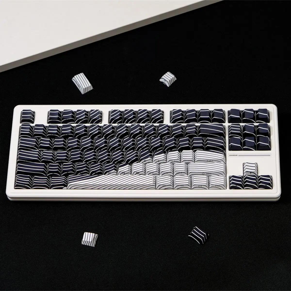 Pbt keycap 136key onda contorno linha lado carta transparente personalidade chave tampa cereja altura keycaps para teclado mecânico