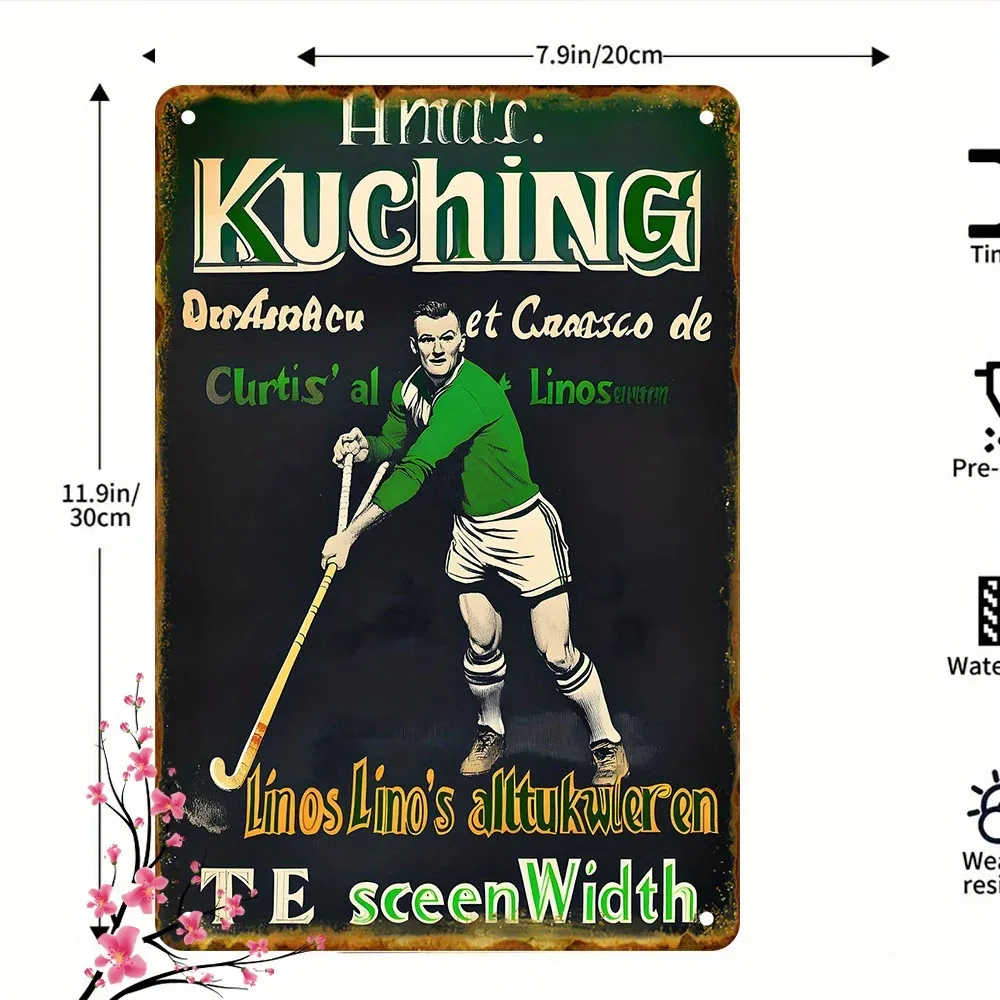 Vintage Hank'S Kuching Retro with Soccer Tin Metal Signs Home Décor 8x12