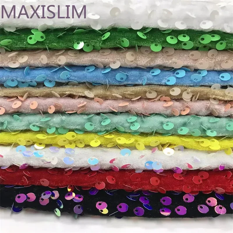 High Quality 5MM Candy Color System Flannel Sequin Fabric Elegant Cute Party Evening Dresses DIY Sewing Fabrics Wide:125CM