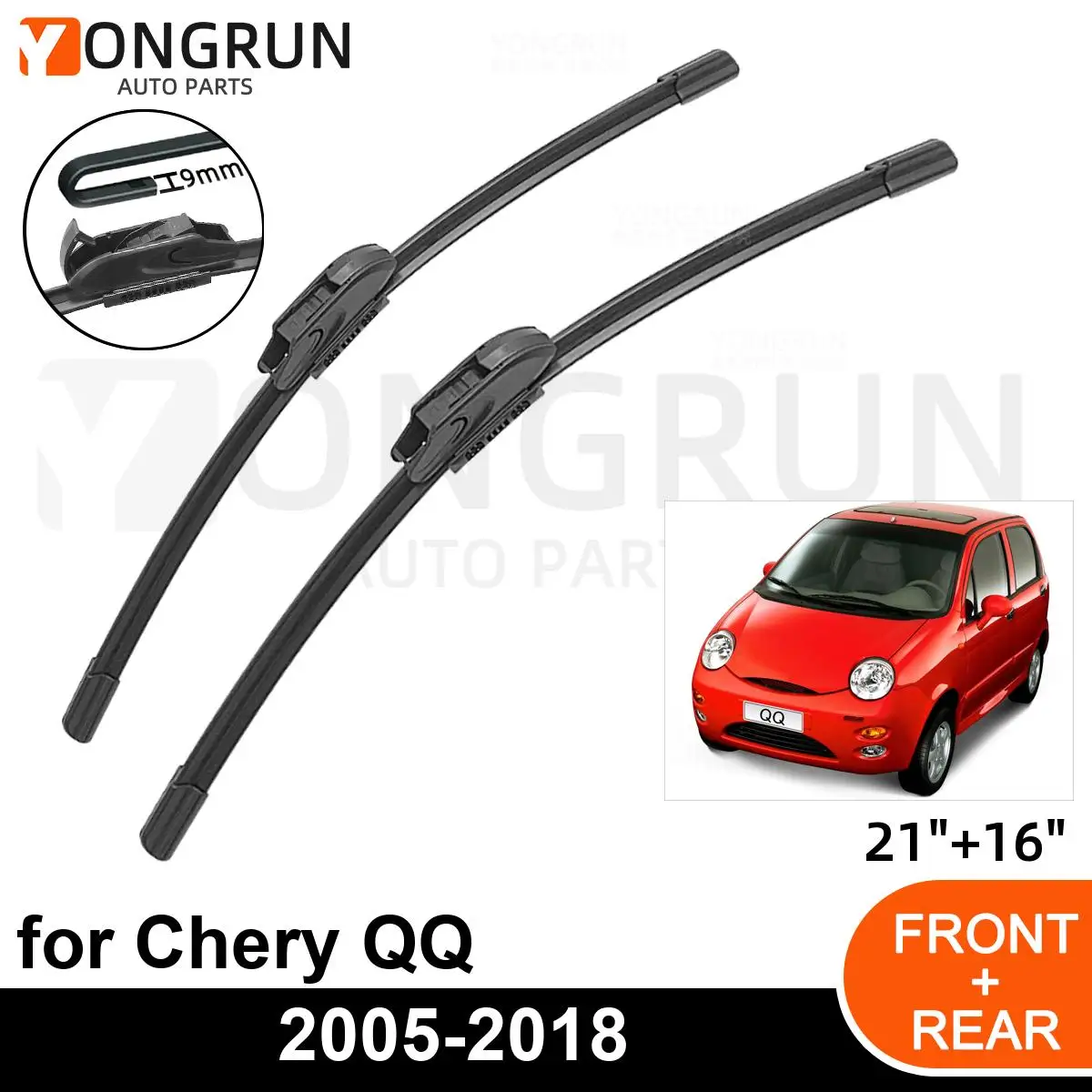 

Car Front Windshield Wipers For Chery QQ 2005-2018 Wiper Blade Rubber 21"+16" Car Windshield Windscreen Accessories