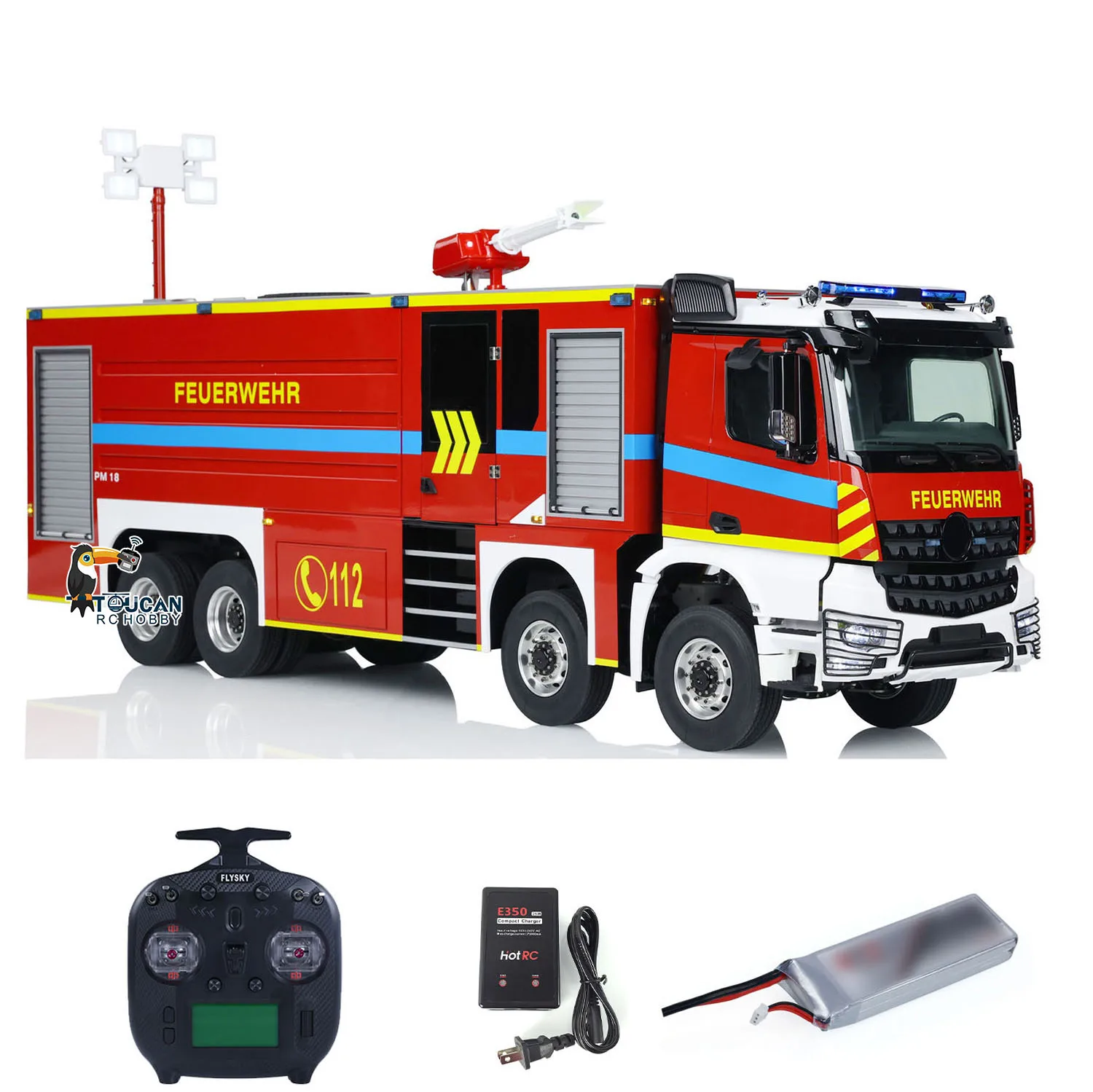 1/14 8x8 RC Fire Fighting Truck RTR Metal Chassis Electric Fire Sprinkler Remote Control Light Sound Finished Cars Trucks Toys