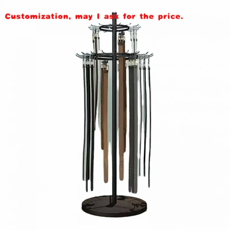 

На заказ.360 Вращающаяся напольная металлическая витрина Подвесная подставка для галстука и ремня Магазин Железная прочная подставка по индивидуальному заказу