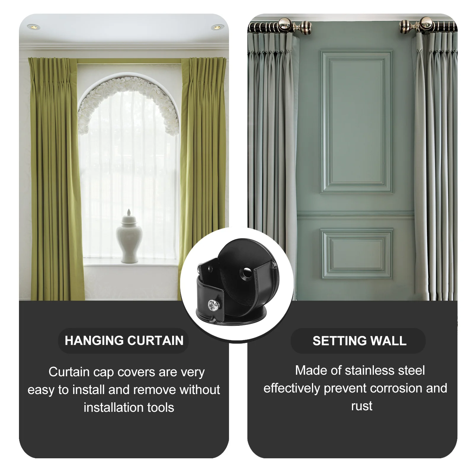 

2Pcs Curtain Rod Brackets Premium Alloy Curtain Pole Holder Compact Sturdy Design Easy Install Rod Support for Closet Or Shower