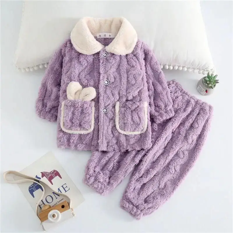 

Детские пижамы, зимние детские фланелевые пижамы, милая повседневная домашняя одежда, одежда для сна для мальчиков и девочек, детские пижамы, зимние детские фланелевые пижамы