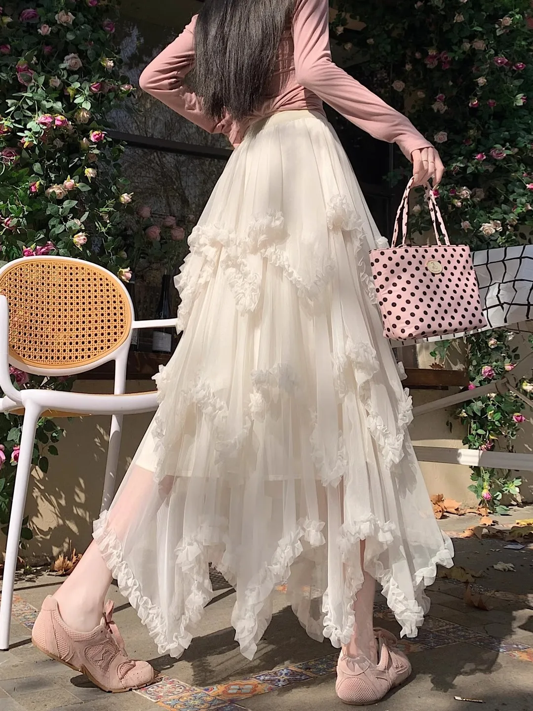 

Весенняя женская длинная юбка А-силуэта с высокой талией, плиссированная, из фатина, с деревянной отделкой, стройнящая, в пол