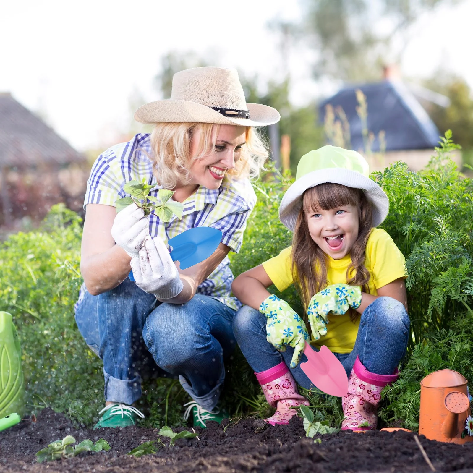 5 قطعة مجموعة أدوات حديقة صغيرة ملونة مجرفة حديد لزراعة الزهور ونباتات داخلية للأطفال والتخييم في الهواء الطلق #3