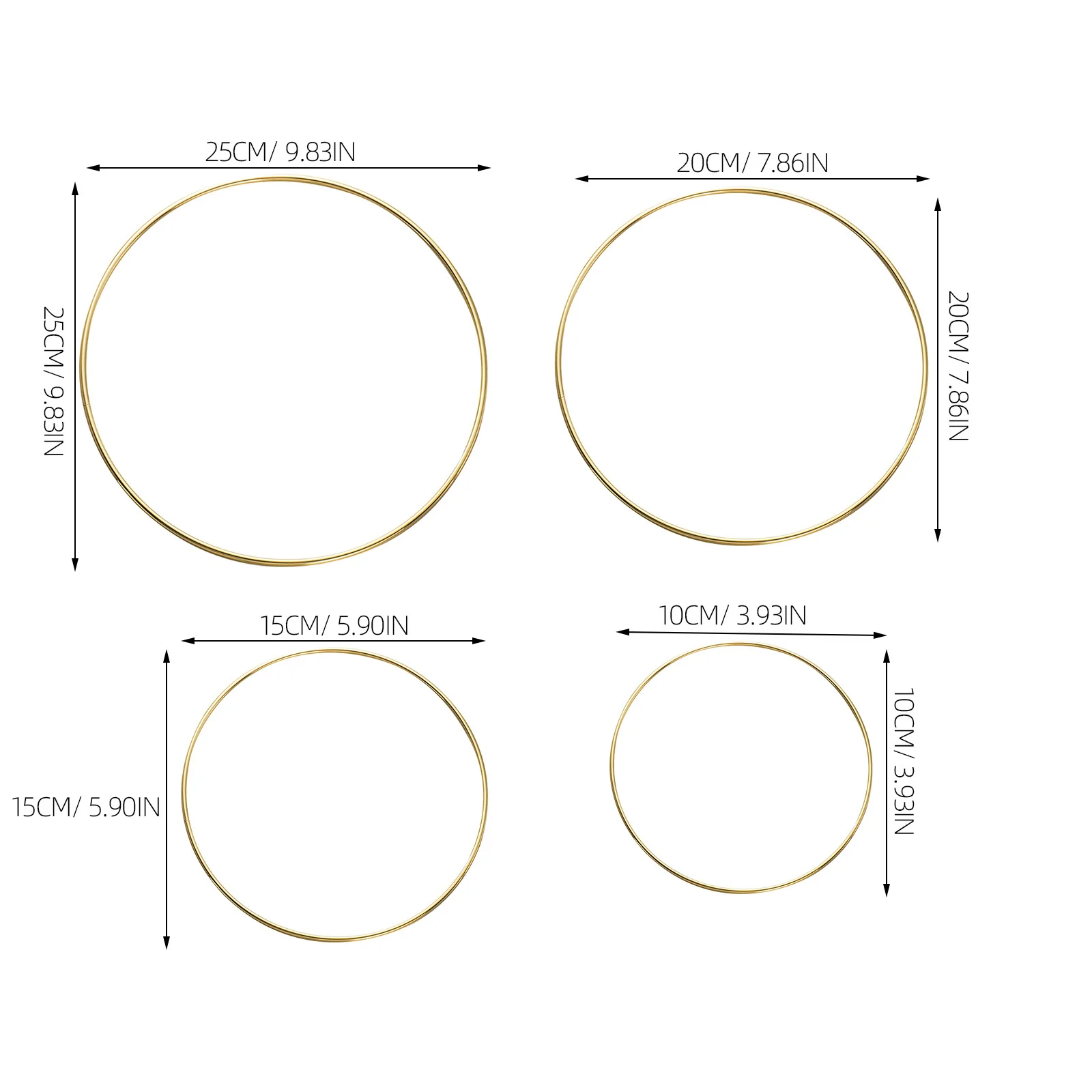8 قطعة الأطواق الحديد الحديد دائم الذهب حلقات معدنية DIY بها بنفسك حلم الماسكون اكاليل الزهور ديكورات جدرانية حلقات مستديرة للحرف اليدوية