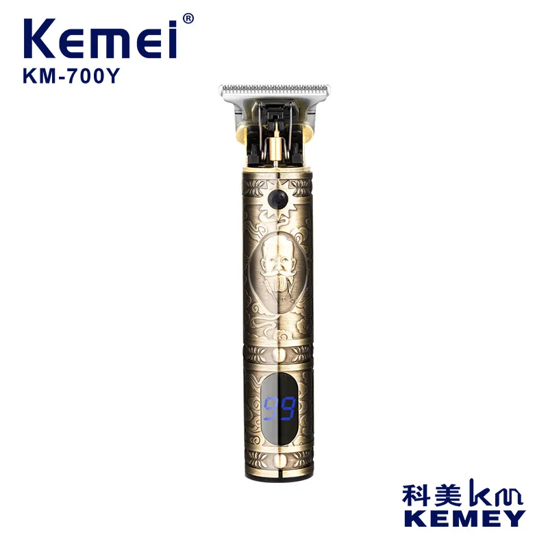 

Kemei Km-700Y Retro Design Carbon Steel T Blade LCD Digital Display Rechargeable Electric Hair Clipper